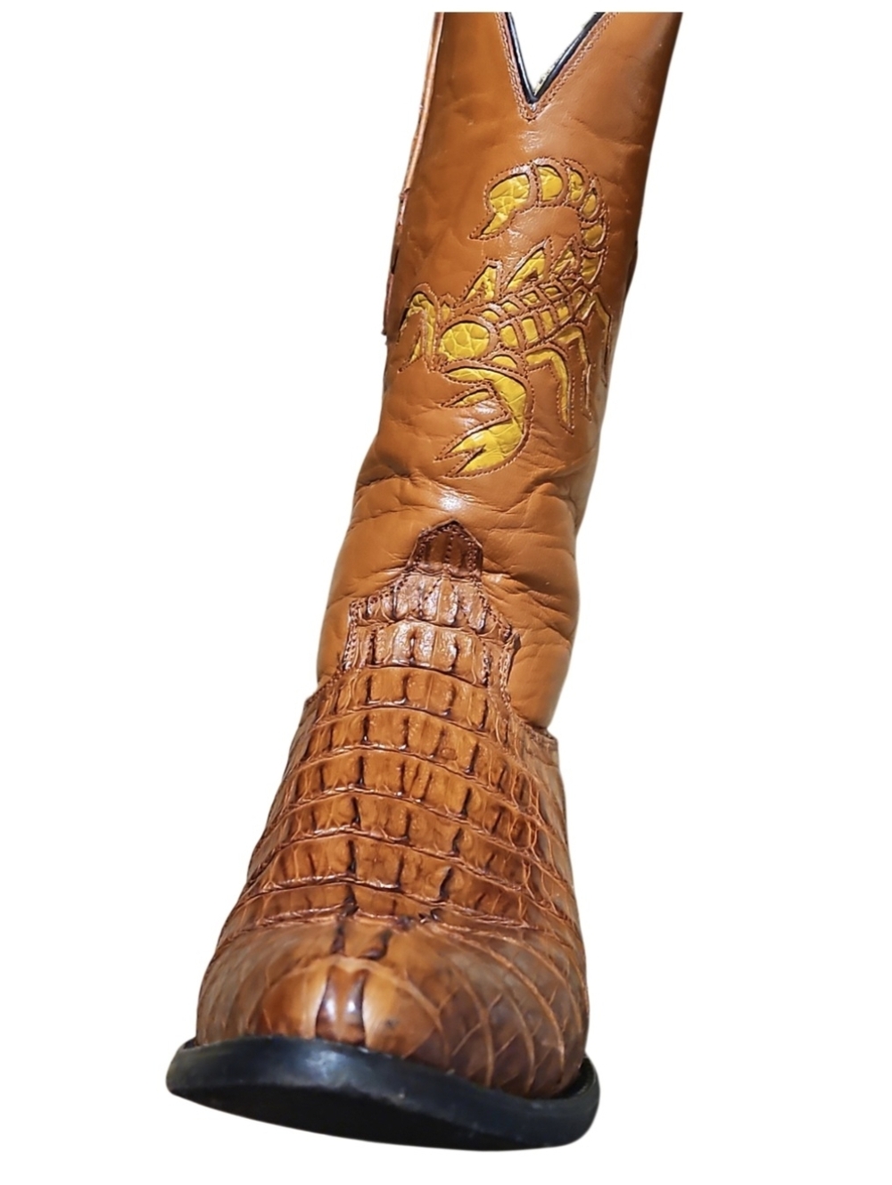 El Alacrán de Durango Western Boots Exotic Caiman Tail 8.5 Cognac Style 7934 - Picture 12 of 17